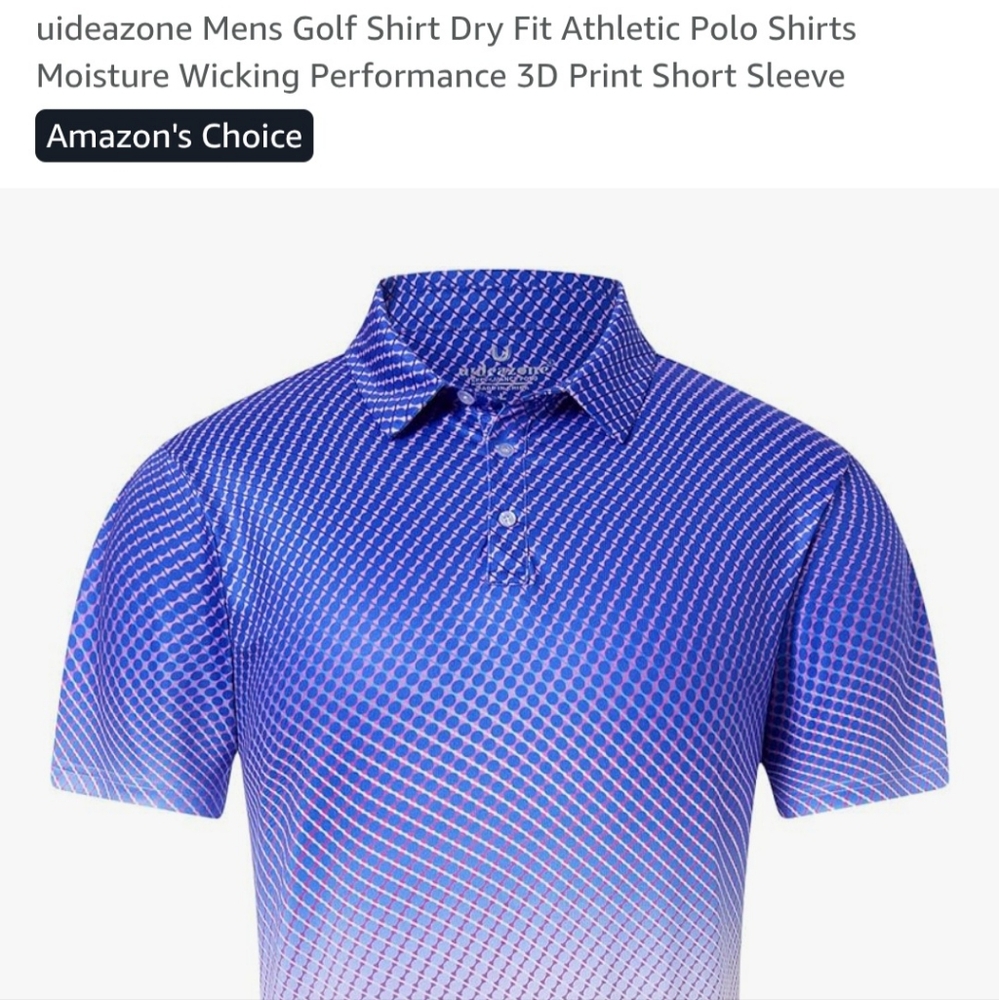 Uideazone Men's 3D Gradient Golf Shirt